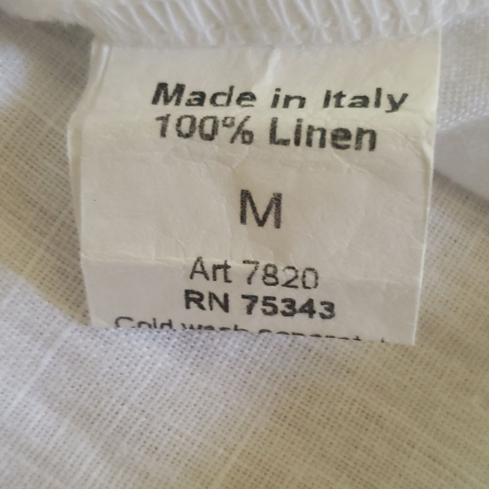 Terzo Millennio White Linen Tunic Blouse Women’s Med Roll Up Sleeve Breezy - Picture 5 of 5
